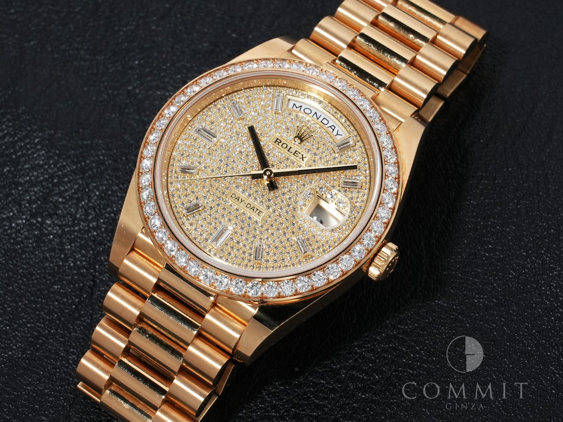 ロレックス デイデイト40 Ref.228348RBR イエローゴールド パヴェダイヤモンドx10Pダイヤ文字盤 中古 7rtzvvzp