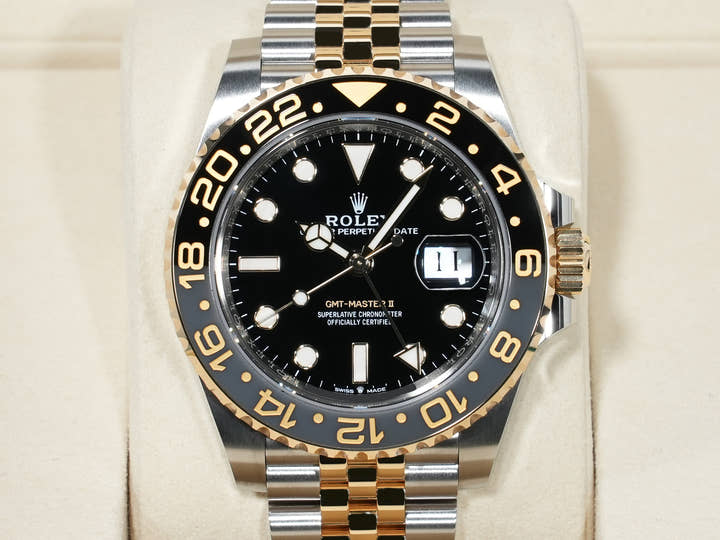 ロレックス GMTマスターII Ref.126713GRNR ステンレススチール/イエローゴールド ブラック文字盤 ジュビリーブレスレット 未使用 bpybo855