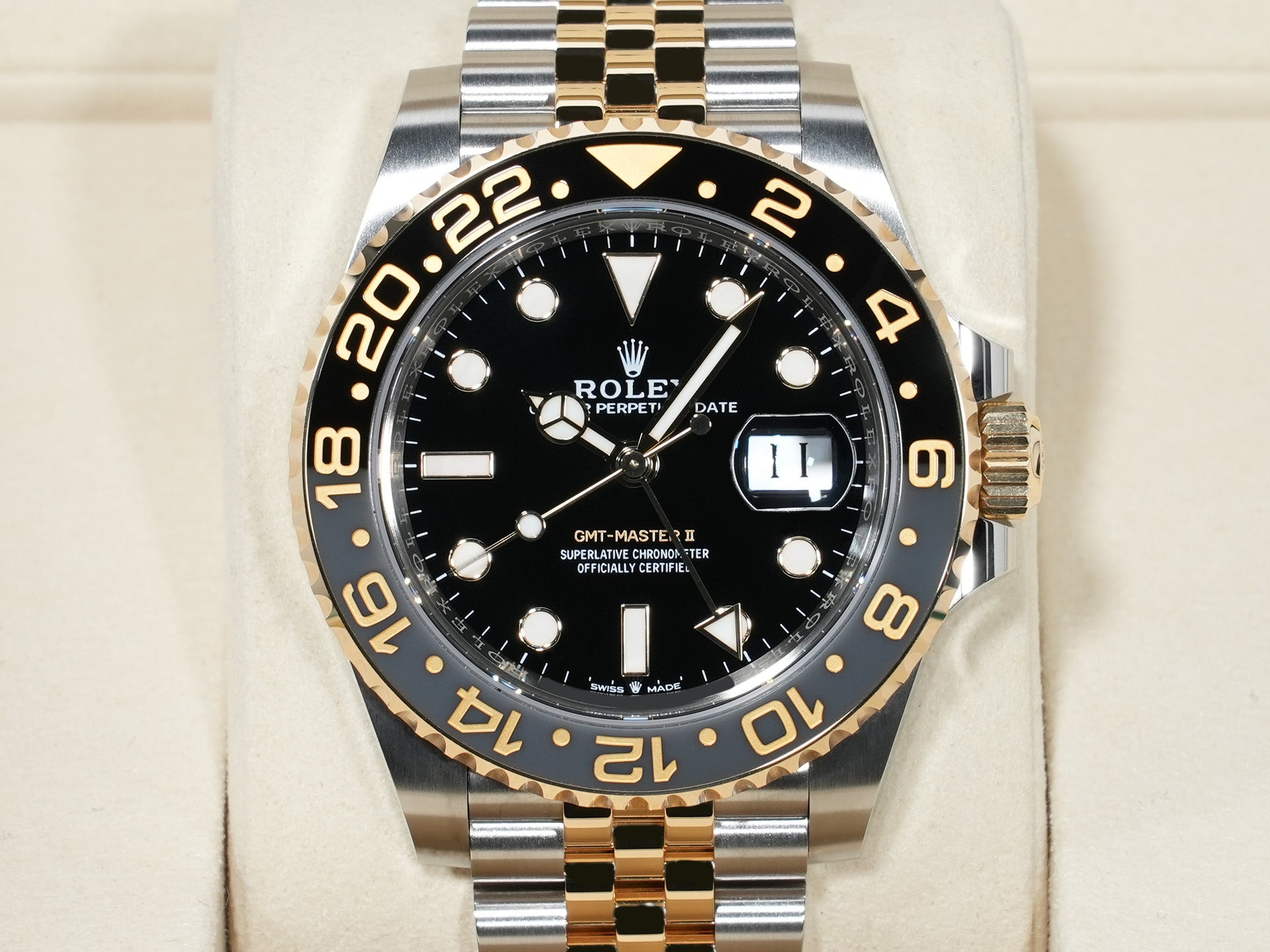 ロレックス GMTマスターII Ref.126713GRNR ステンレススチール/イエローゴールド ブラック文字盤 ジュビリーブレスレット 未使用 bpybo855