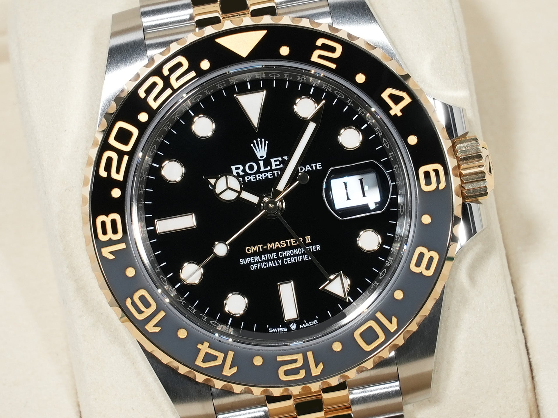 ロレックス GMTマスターII Ref.126713GRNR ステンレススチール/イエローゴールド ブラック文字盤 ジュビリーブレスレット 未使用 bpybo855