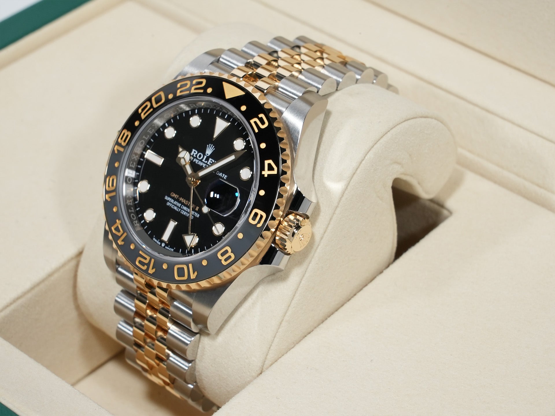 ロレックス GMTマスターII Ref.126713GRNR ステンレススチール/イエローゴールド ブラック文字盤 ジュビリーブレスレット 未使用 bpybo855