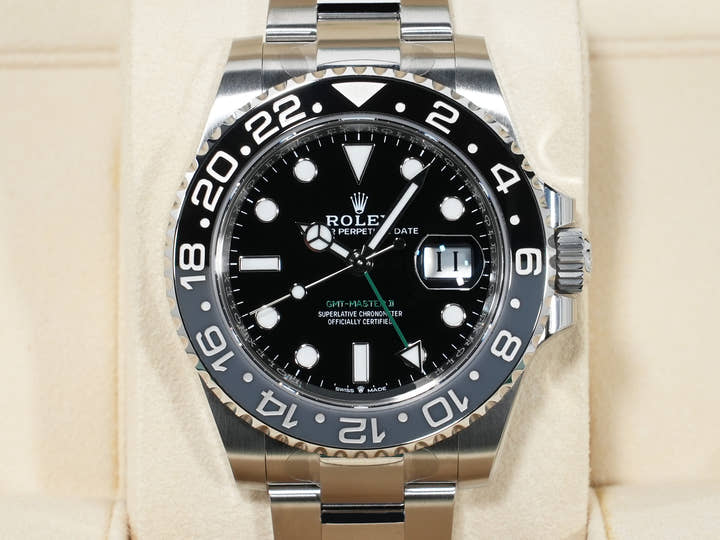 ロレックス GMTマスターII Ref.126710GRNR ステンレススチール ブラック文字盤 オイスターブレスレット 美品 qgtbj24n