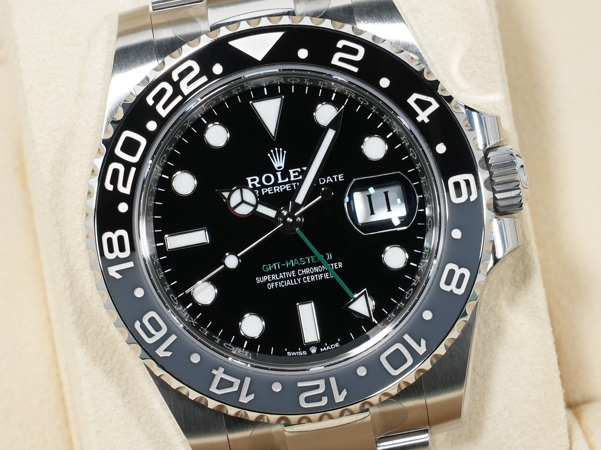 ロレックス GMTマスターII Ref.126710GRNR ステンレススチール ブラック文字盤 オイスターブレスレット 美品 qgtbj24n