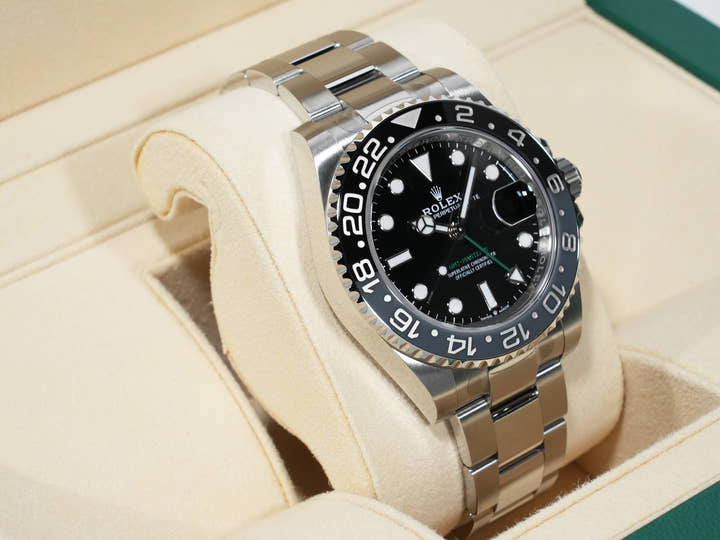 ロレックス GMTマスターII Ref.126710GRNR ステンレススチール ブラック文字盤 オイスターブレスレット 美品 qgtbj24n