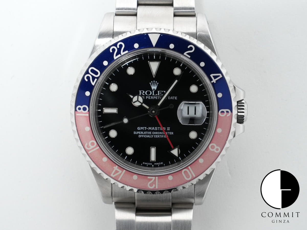 ロレックス GMTマスターII Ref.16710 ステンレススチール ブラック文字盤 オイスターブレスレット 中古 eyibd377