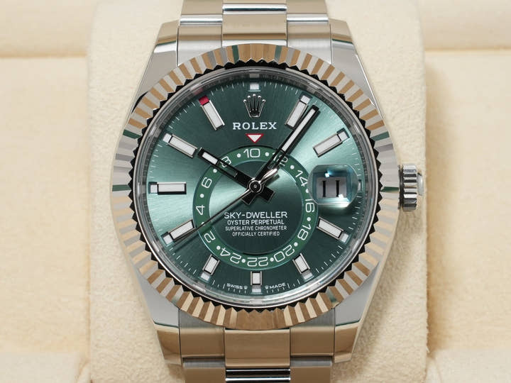 ロレックス スカイドゥエラー Ref.336934 ステンレススチール/ホワイトゴールド ミントグリーン文字盤 オイスターブレスレット 中古 v5uqv28u