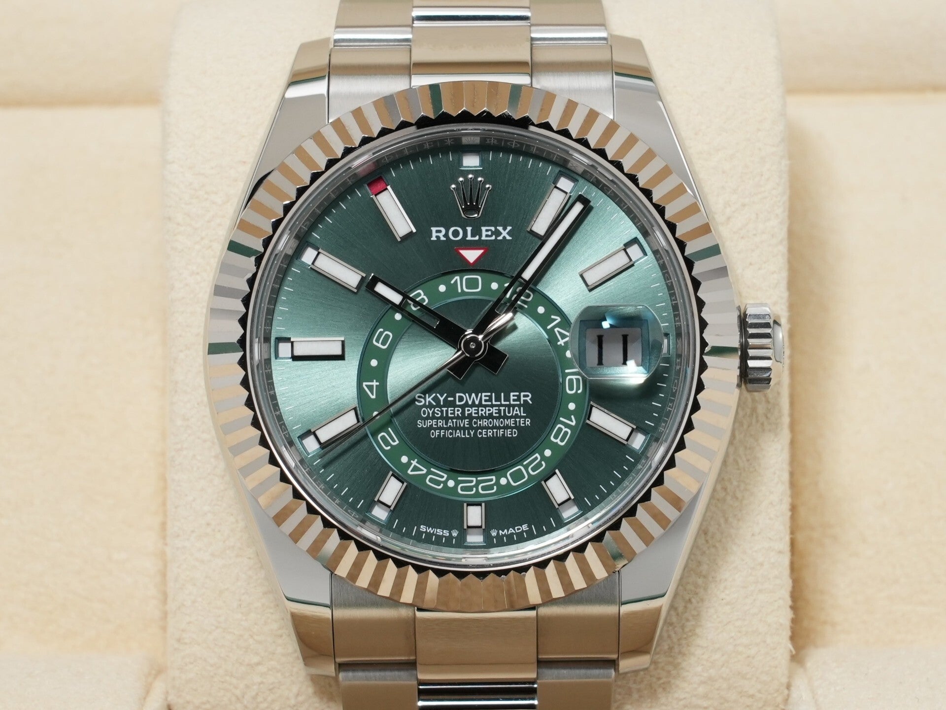 ロレックス スカイドゥエラー Ref.336934 ステンレススチール/ホワイトゴールド ミントグリーン文字盤 オイスターブレスレット 中古 v5uqv28u