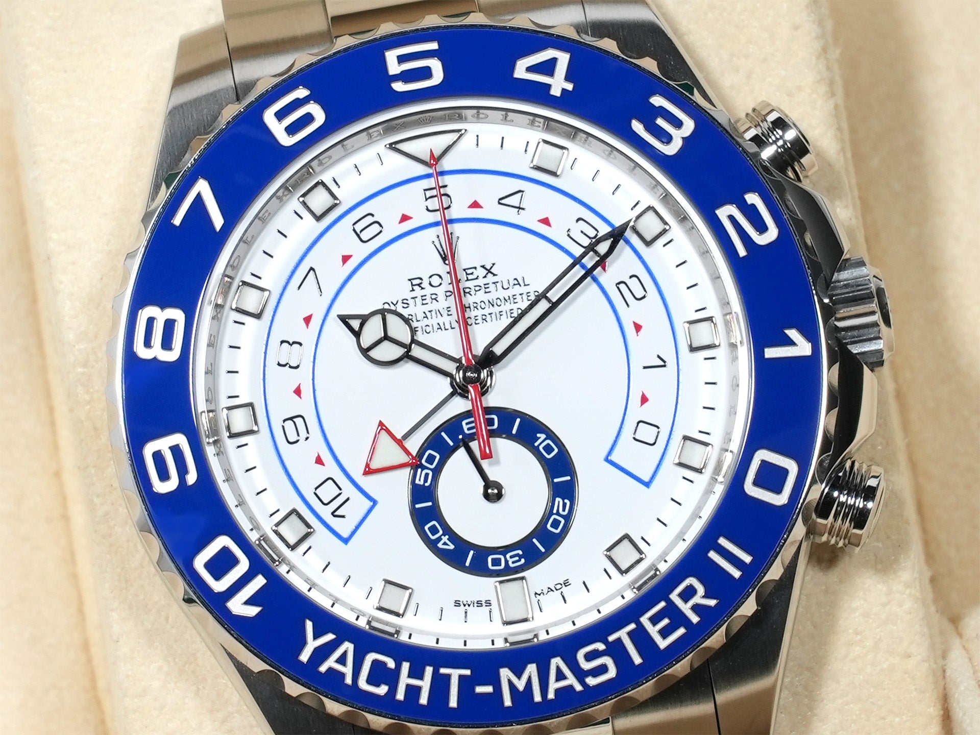 Rolex Yacht-Master II Ref. 116680 Stainless Steel White Dial Excellent Condition 2dg4idup