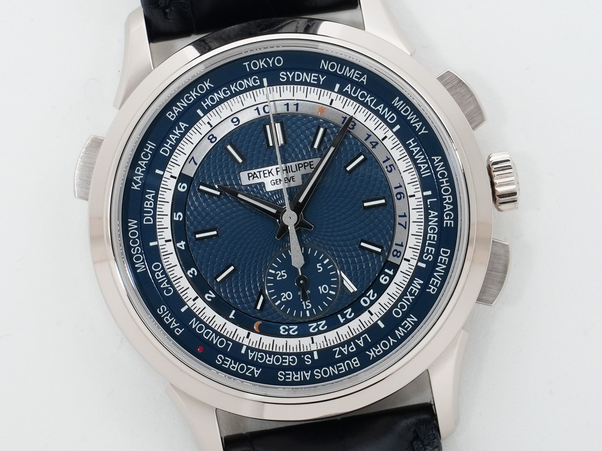 パテックフィリップ コンプリケーション ワールドタイム クロノグラフ Ref.5930G-001 ホワイトゴールド ブルー文字盤 未使用 sq3357wy