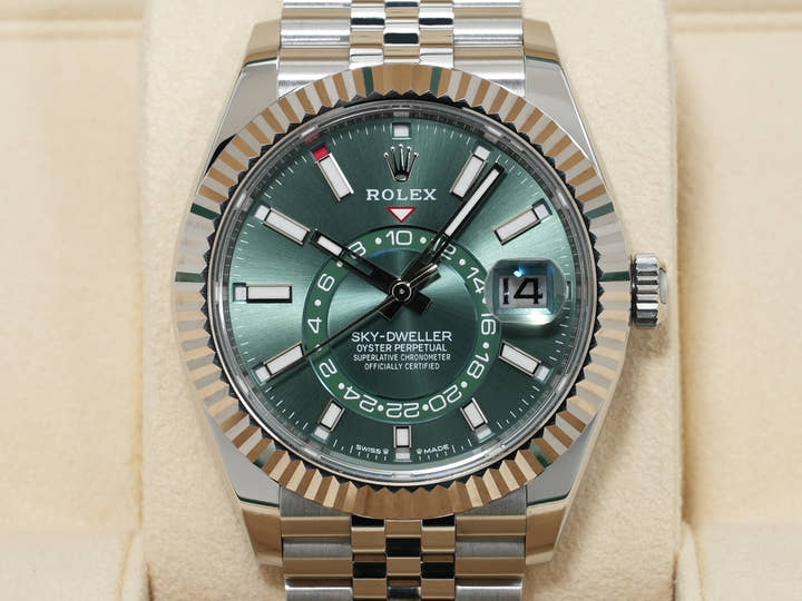 ロレックス スカイドゥエラー Ref.336934 ステンレススチール/ホワイトゴールド ミントグリーン文字盤 ジュビリーブレスレット 美中古 rdjt62zp