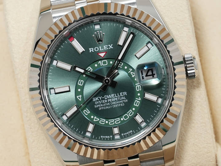 ロレックス スカイドゥエラー Ref.336934 ステンレススチール/ホワイトゴールド ミントグリーン文字盤 ジュビリーブレスレット 美中古 rdjt62zp