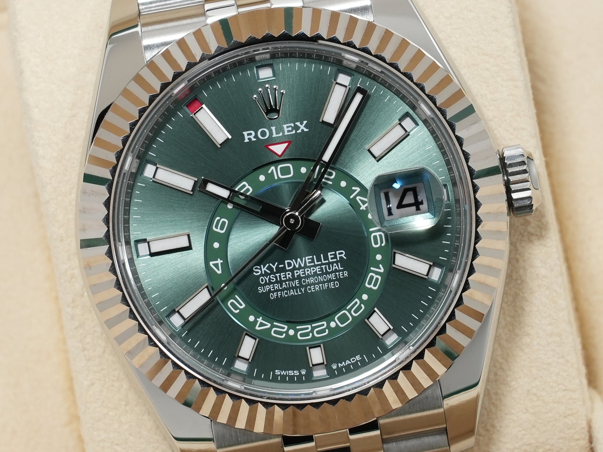 ロレックス スカイドゥエラー Ref.336934 ステンレススチール/ホワイトゴールド ミントグリーン文字盤 ジュビリーブレスレット 美中古 rdjt62zp
