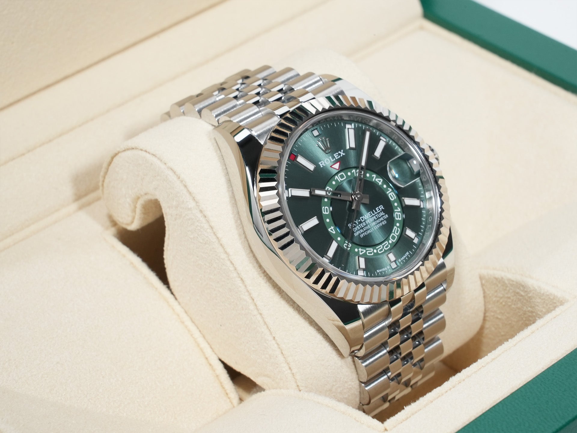 ロレックス スカイドゥエラー Ref.336934 ステンレススチール/ホワイトゴールド ミントグリーン文字盤 ジュビリーブレスレット 美中古 rdjt62zp