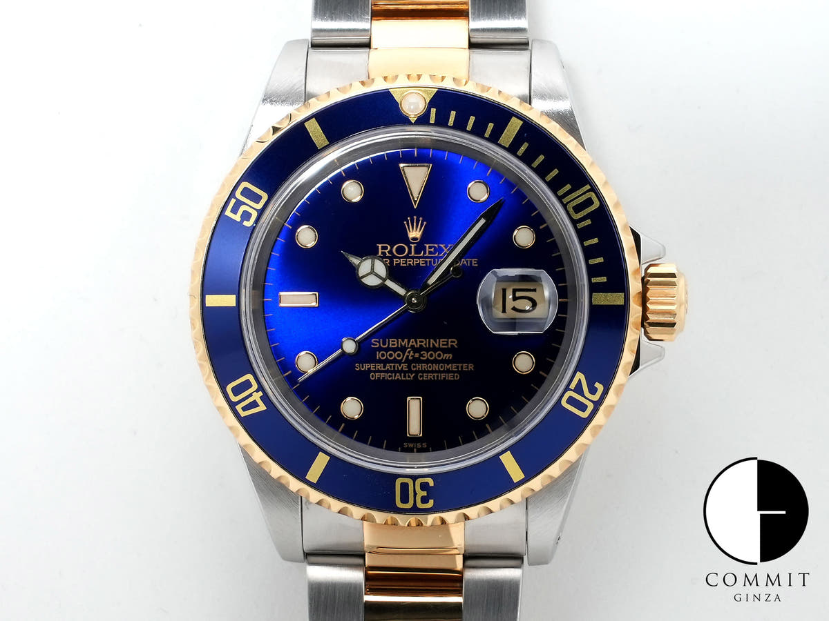 ロレックス サブマリーナー デイト Ref.16613 ステンレススチール/イエローゴールド ブルー文字盤 中古 oq2ssh44