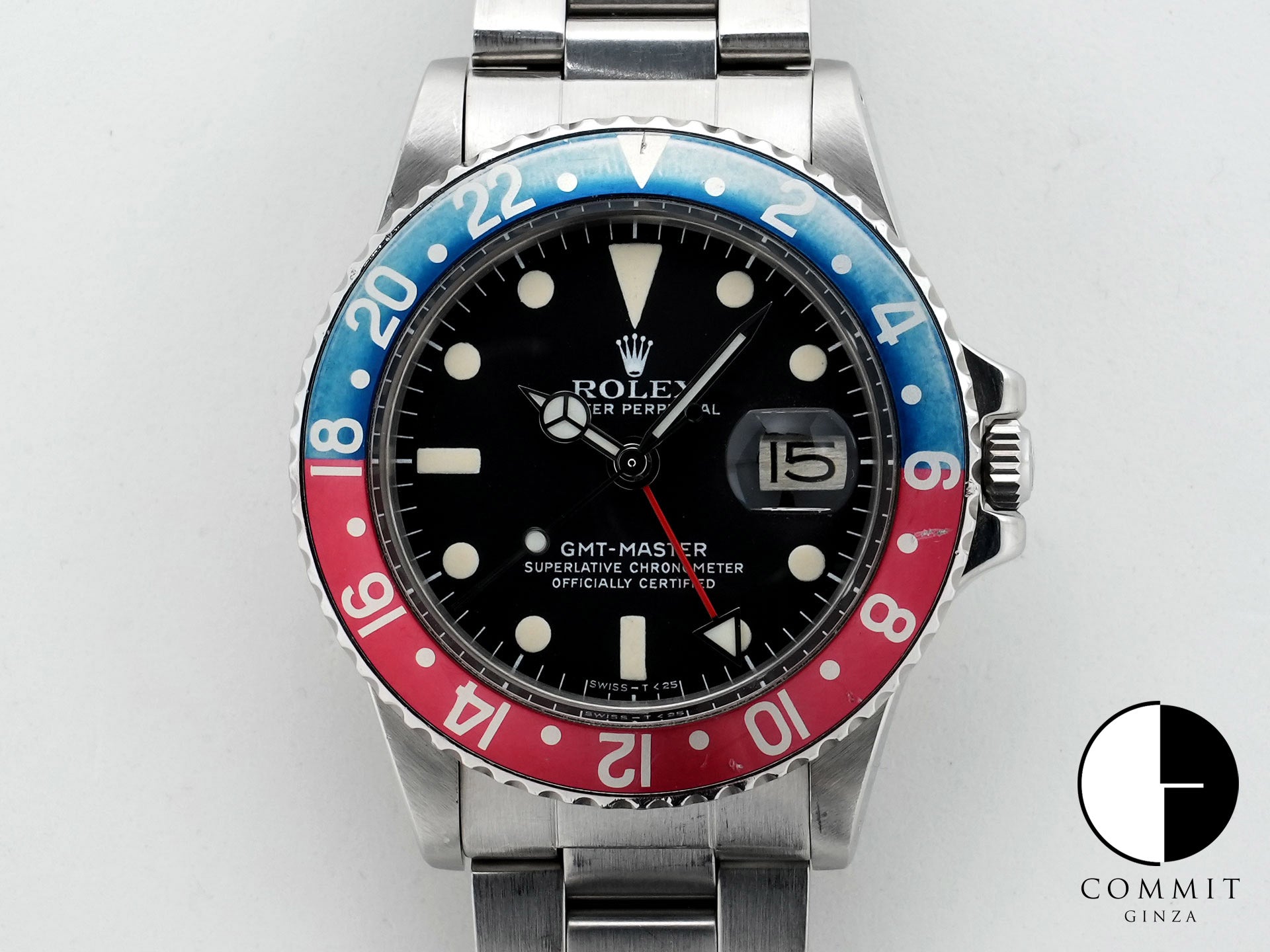 ロレックス GMTマスター Ref.1675 ステンレススチール ブラック文字盤 オイスターブレスレット 中古 qujicc3s