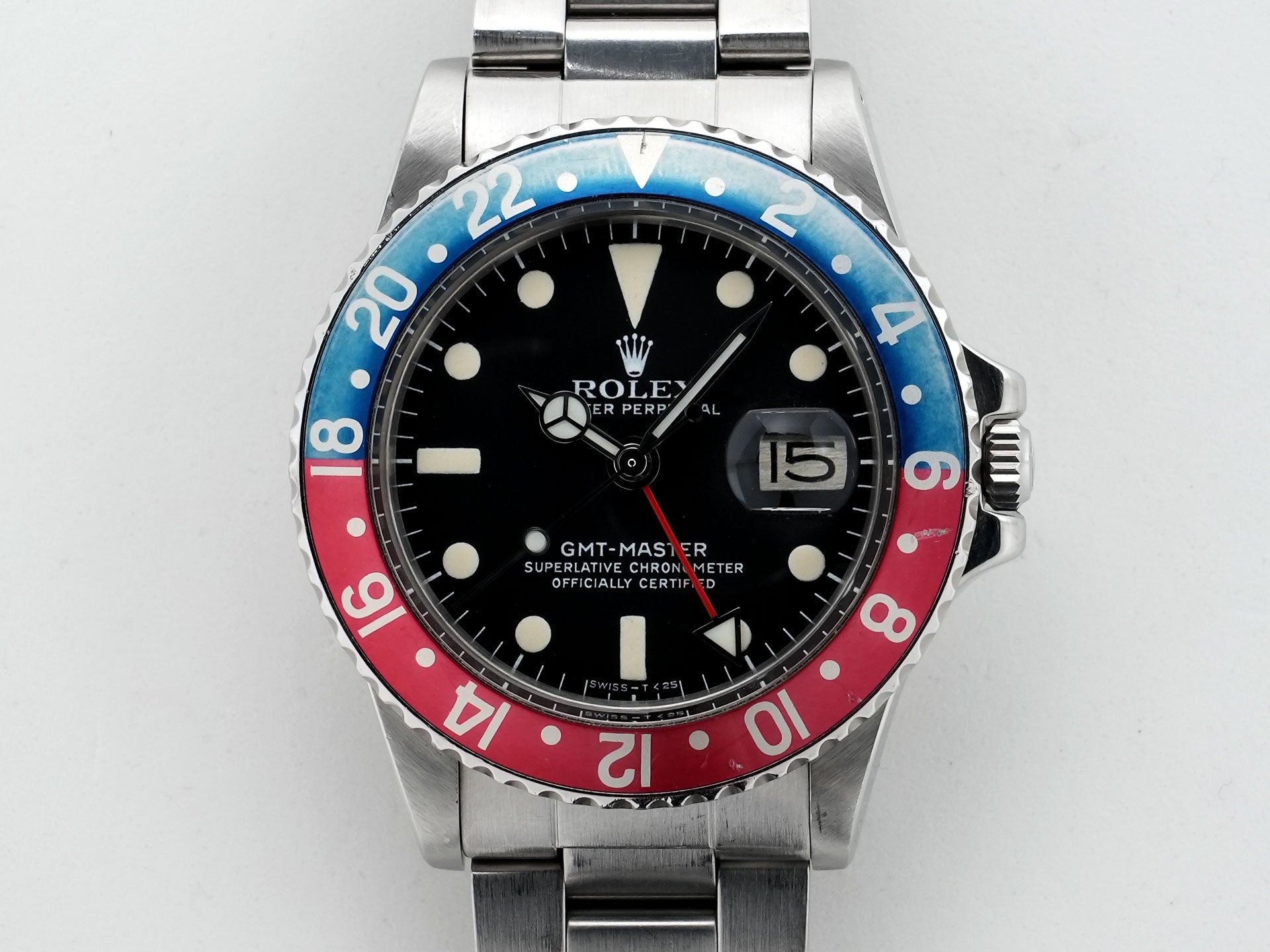 ロレックス GMTマスター Ref.1675 ステンレススチール ブラック文字盤 オイスターブレスレット 中古 qujicc3s