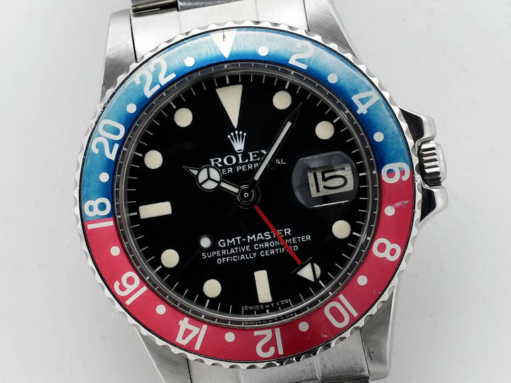 ロレックス GMTマスター Ref.1675 ステンレススチール ブラック文字盤 オイスターブレスレット 中古 qujicc3s