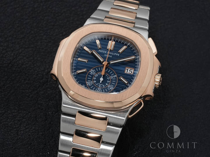 パテックフィリップ ノーチラス クロノグラフ Ref.5980/1AR-001 ステンレススチール/ローズゴールド ブルー文字盤 中古 hazxvdjg