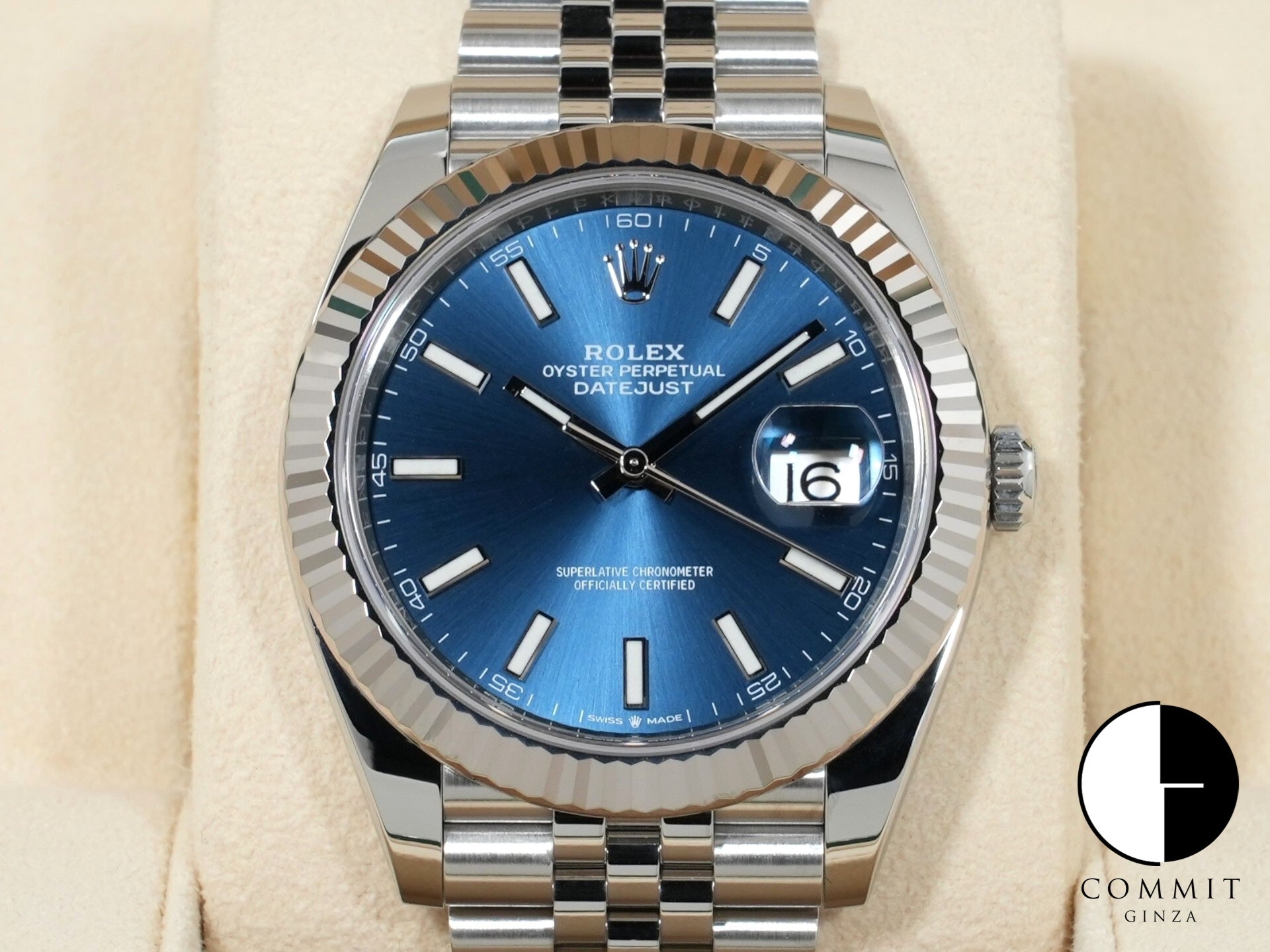 ロレックス デイトジャスト41 Ref.126334 ステンレススチール/ホワイトゴールド ブライトブルー文字盤 ジュビリーブレスレット 美品 7nb86vqm