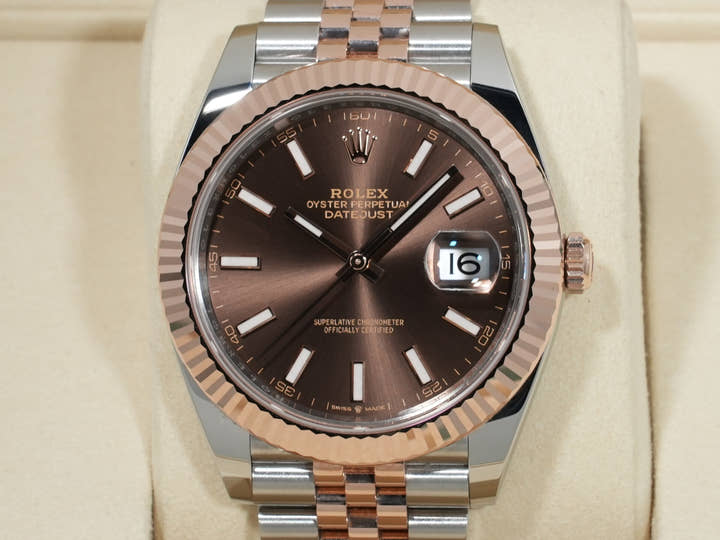 ロレックス デイトジャスト41 Ref.126331 ステンレススチール/エバーローズゴールド チョコレート文字盤 ジュビリーブレスレット 美品 ojxxr4gk