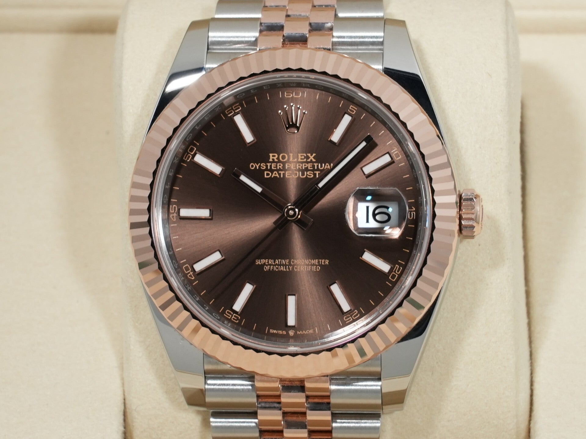ロレックス デイトジャスト41 Ref.126331 ステンレススチール/エバーローズゴールド チョコレート文字盤 ジュビリーブレスレット 美品 ojxxr4gk