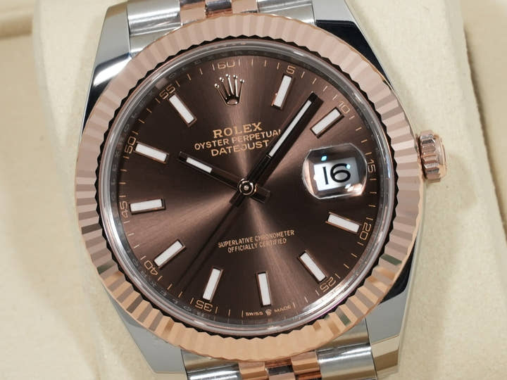 ロレックス デイトジャスト41 Ref.126331 ステンレススチール/エバーローズゴールド チョコレート文字盤 ジュビリーブレスレット 美品 ojxxr4gk