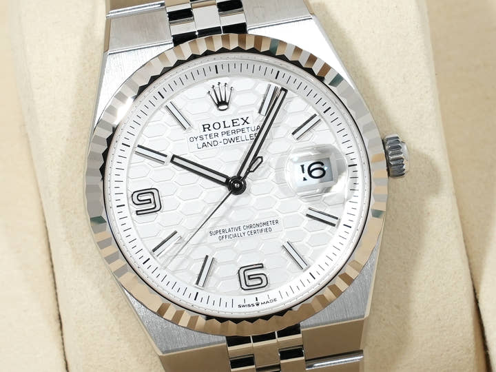 ロレックス ランドドゥエラー Ref.127234 ステンレススチール/ホワイトゴールド ホワイト文字盤 ジュビリーブレスレット 未使用 xvqa3j3y