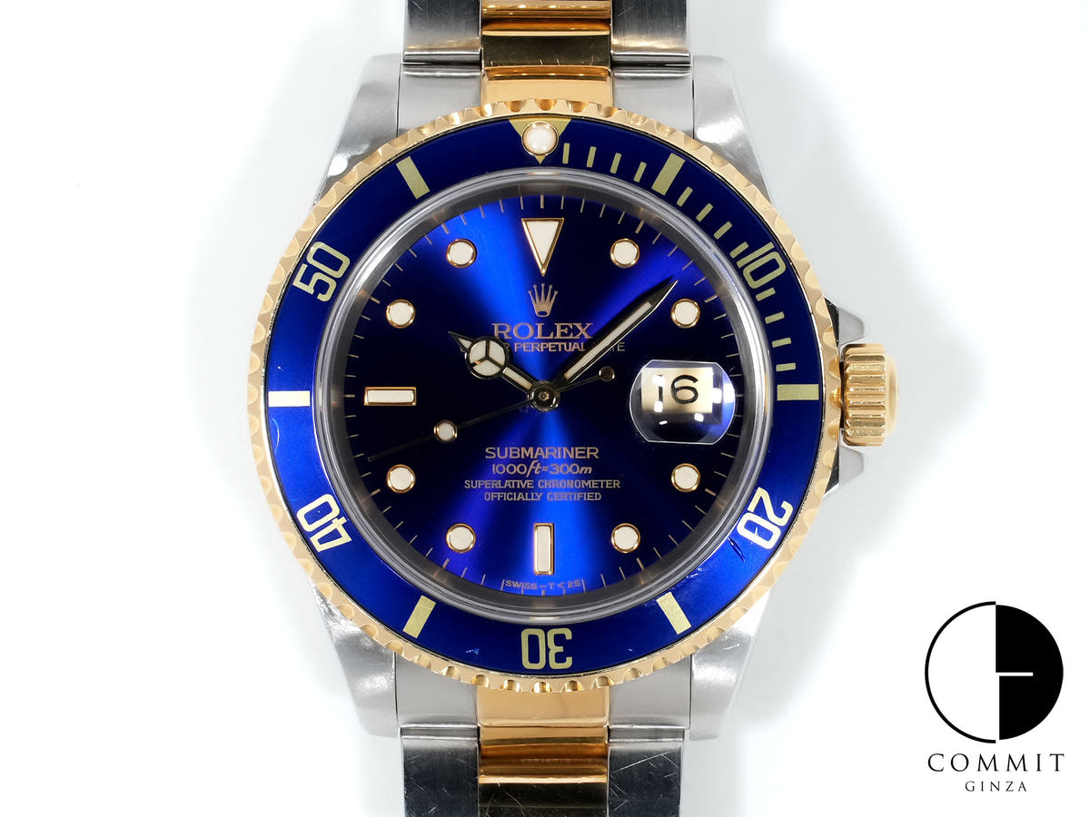 ロレックス サブマリーナー デイト Ref.16613 ステンレススチール/イエローゴールド ブルー文字盤 中古 4zbzf723