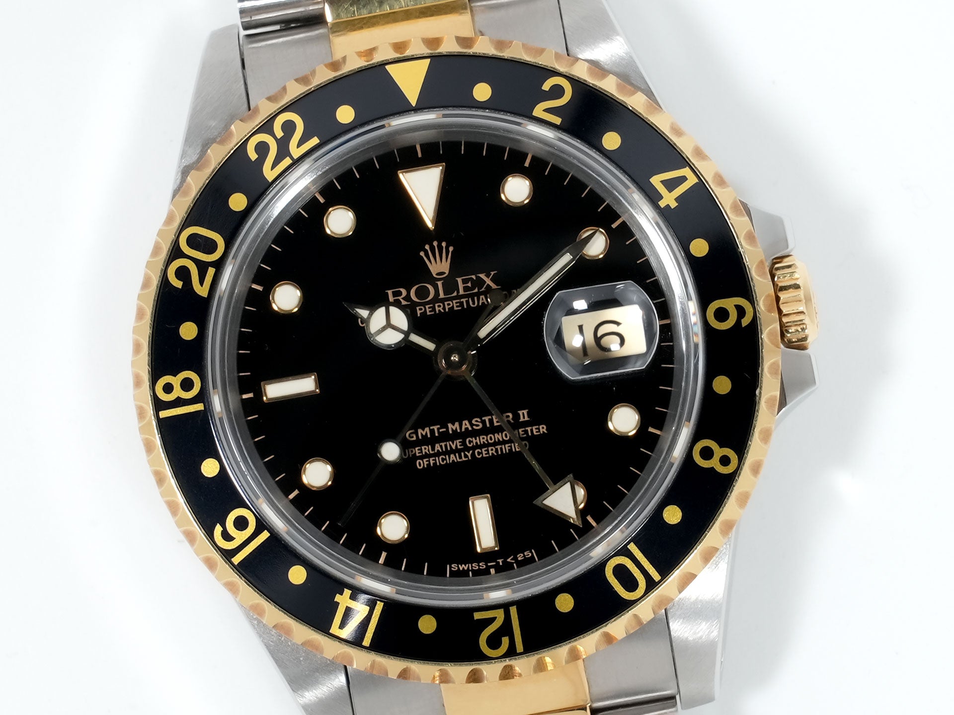 ロレックス GMTマスターII Ref.16713 ステンレススチール/イエローゴールド ブラック文字盤 オイスターブレスレット 中古 ygieugp7