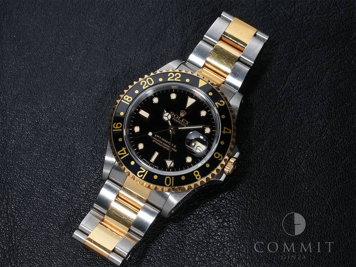 ロレックス GMTマスターII Ref.16713 ステンレススチール/イエローゴールド ブラック文字盤 オイスターブレスレット 中古 ygieugp7