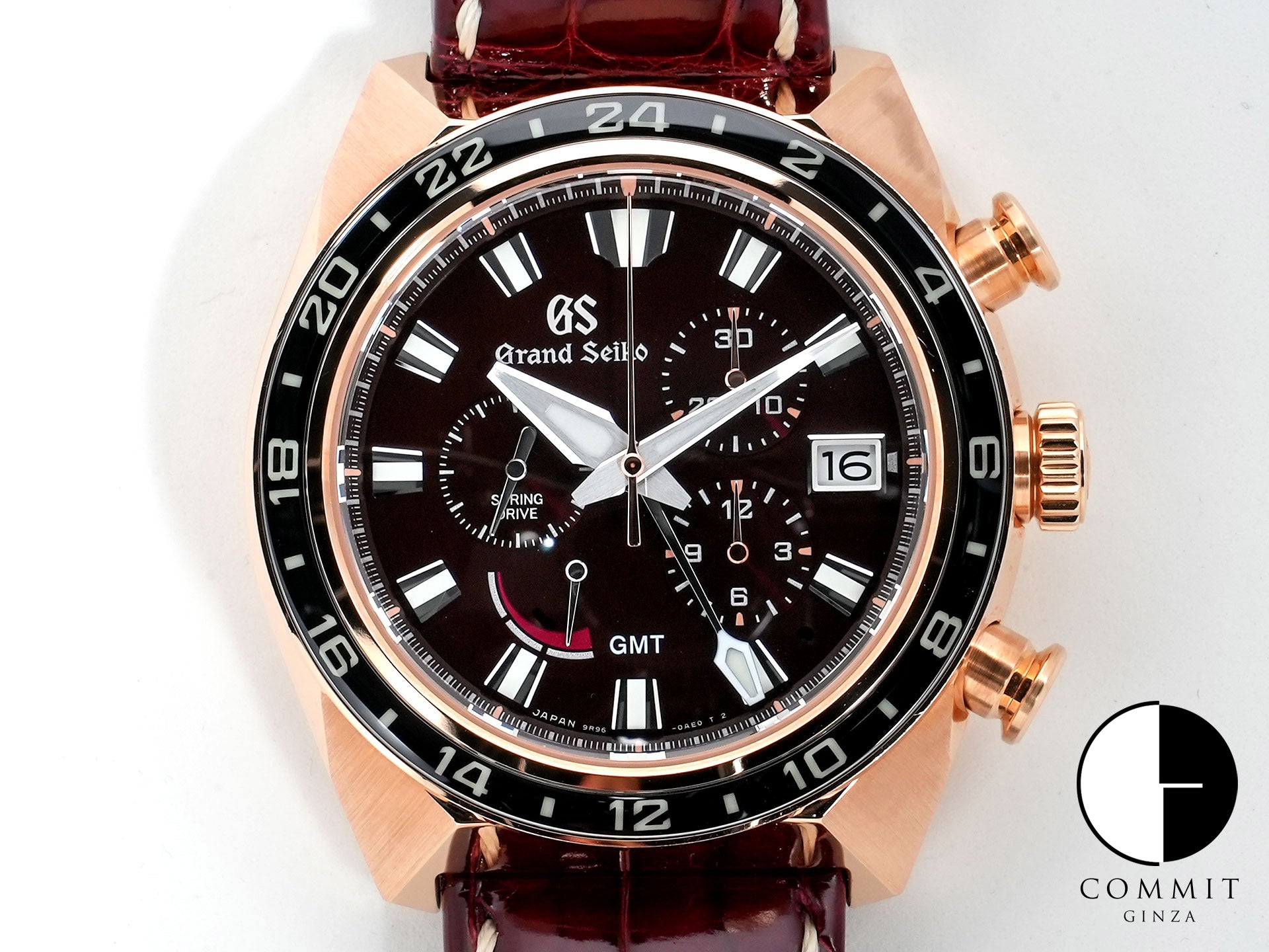 グランドセイコー スポーツコレクション スプリングドライブ20周年記念限定モデル Ref.SBGC230 ピンクゴールド ダークレッド文字盤 中古 mf78oi48
