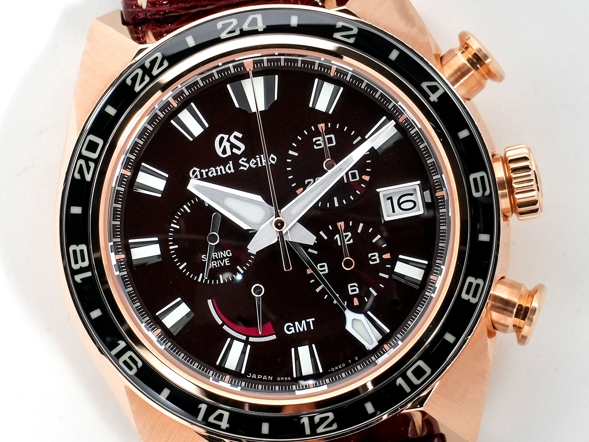 グランドセイコー スポーツコレクション スプリングドライブ20周年記念限定モデル Ref.SBGC230 ピンクゴールド ダークレッド文字盤 中古 mf78oi48