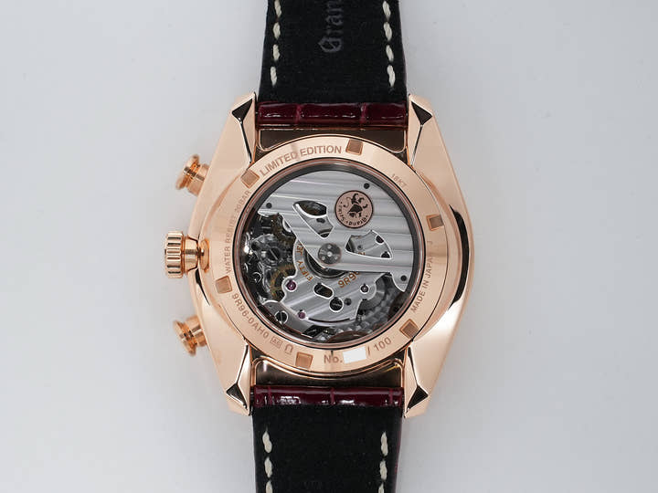 グランドセイコー スポーツコレクション スプリングドライブ20周年記念限定モデル Ref.SBGC230 ピンクゴールド ダークレッド文字盤 中古 mf78oi48