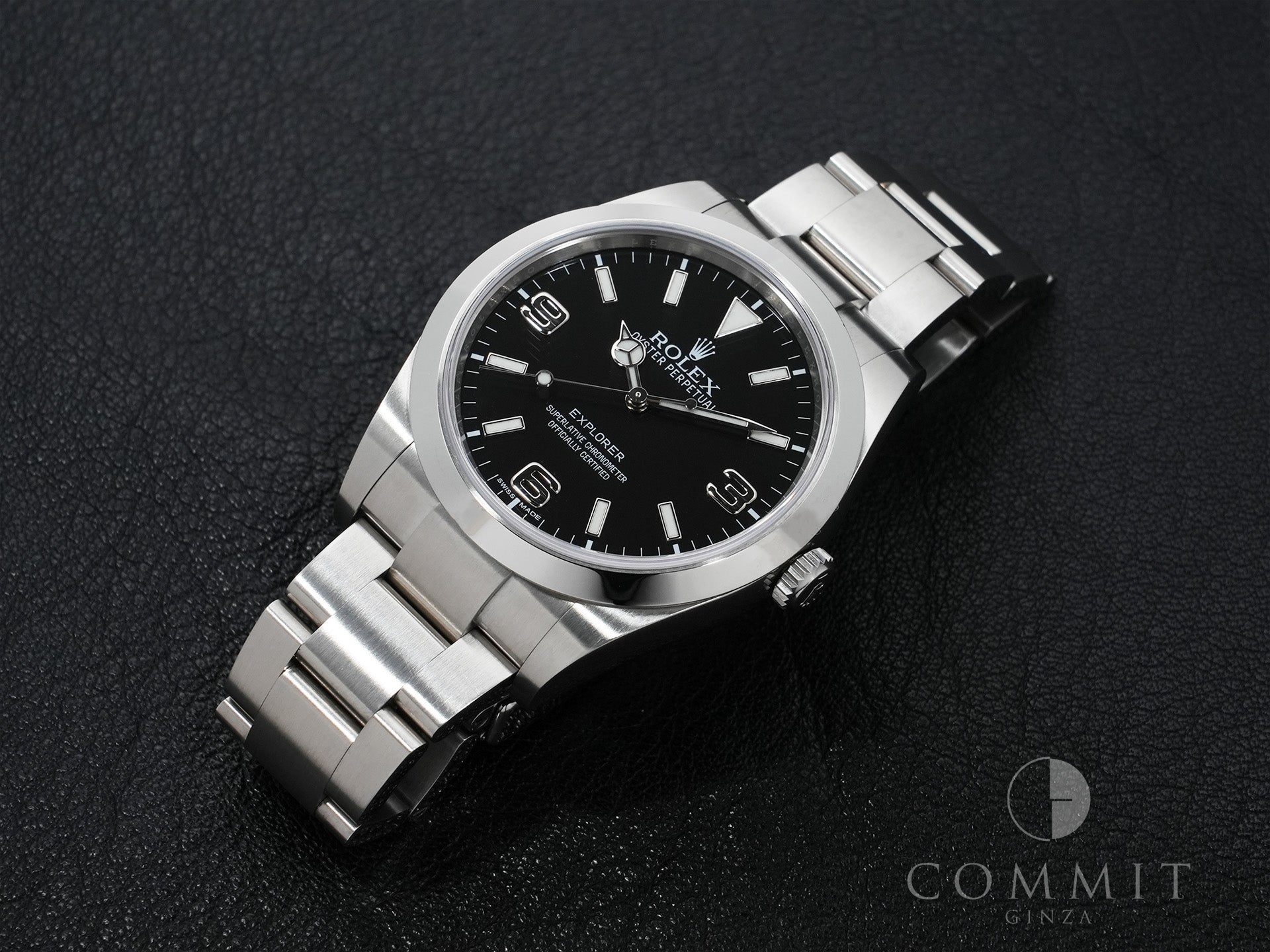 ロレックス エクスプローラーI 鏡面ブラックアウト Ref.214270 ステンレススチール ブラック文字盤 オイスターブレスレット 中古 5yh74i6w
