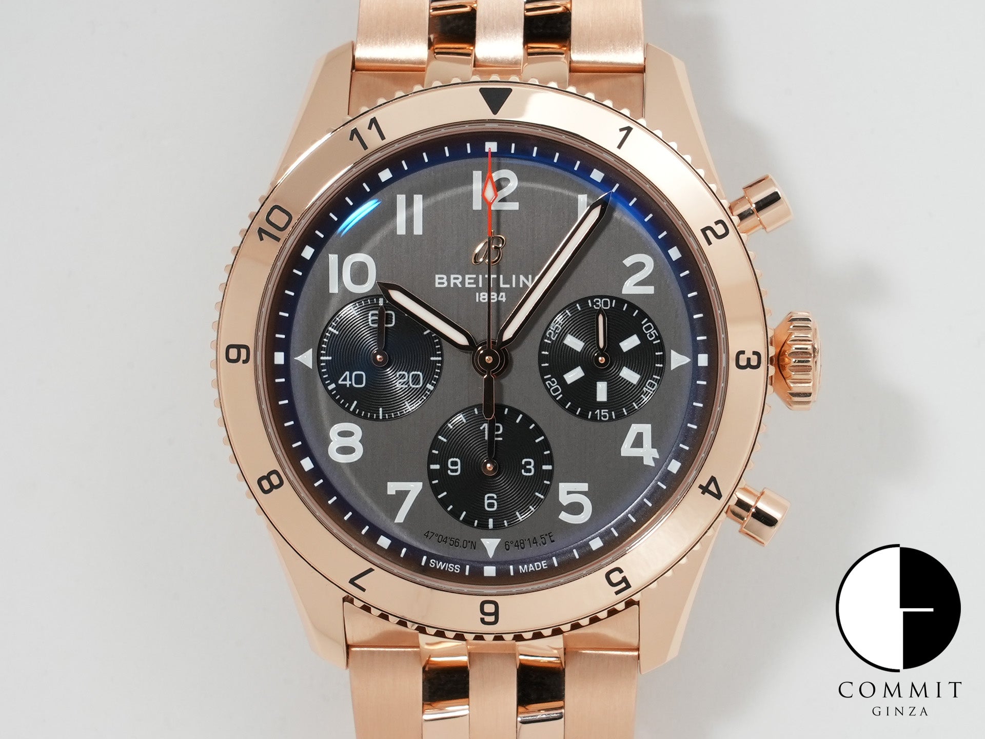 ブライトリング クラシック アヴィ クロノグラフ 42 P-51 マスタング Ref.R233801A1B1R1 レッドゴールド グレー文字盤 美品 wboret2g