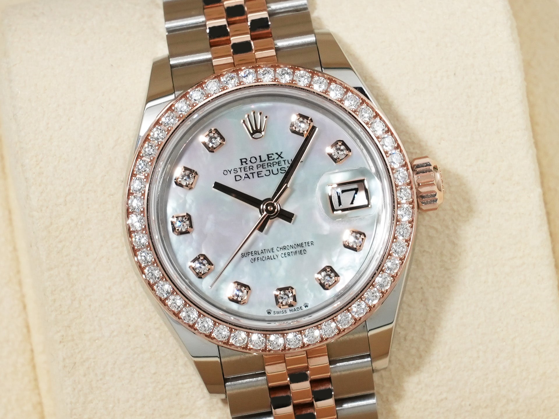 ロレックス デイトジャスト28 Ref.279381RBR ステンレススチールxエバーローズゴールド ホワイトシェルx10Pダイヤ文字盤 美中古 nnddb3uq