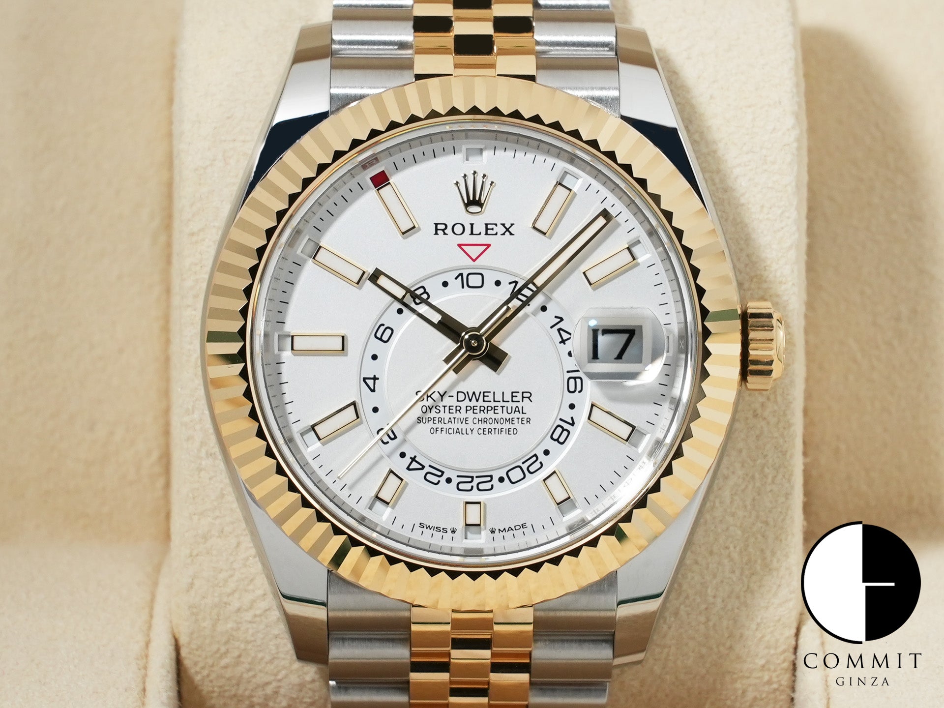 Rolex Sky-Dweller Ref. 336933 Stainless Steel/Yellow Gold White Dial Jubilee Bracelet Excellent Condition w827xcnt