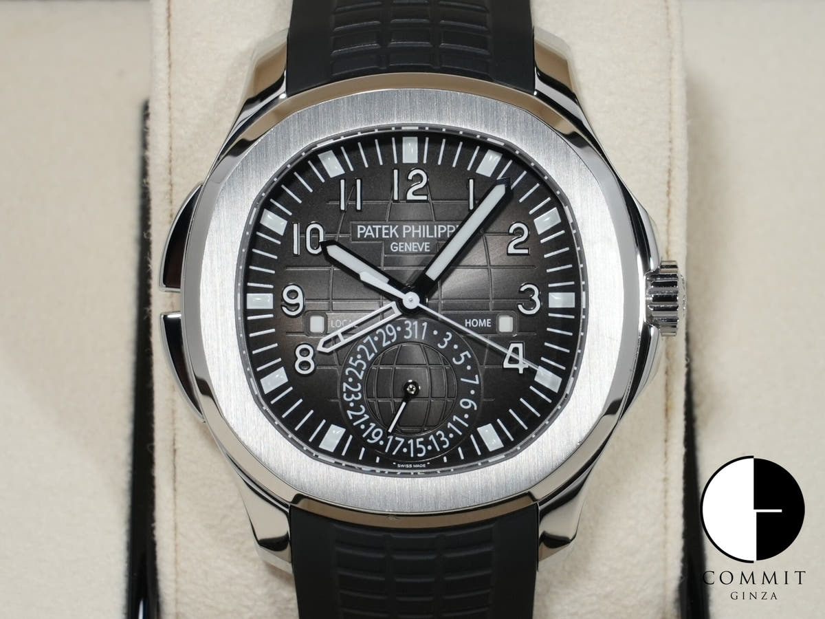 パテックフィリップ アクアノート トラベルタイム Ref.5164A-001 ステンレススチール ブラック文字盤 中古 gfiuodyr