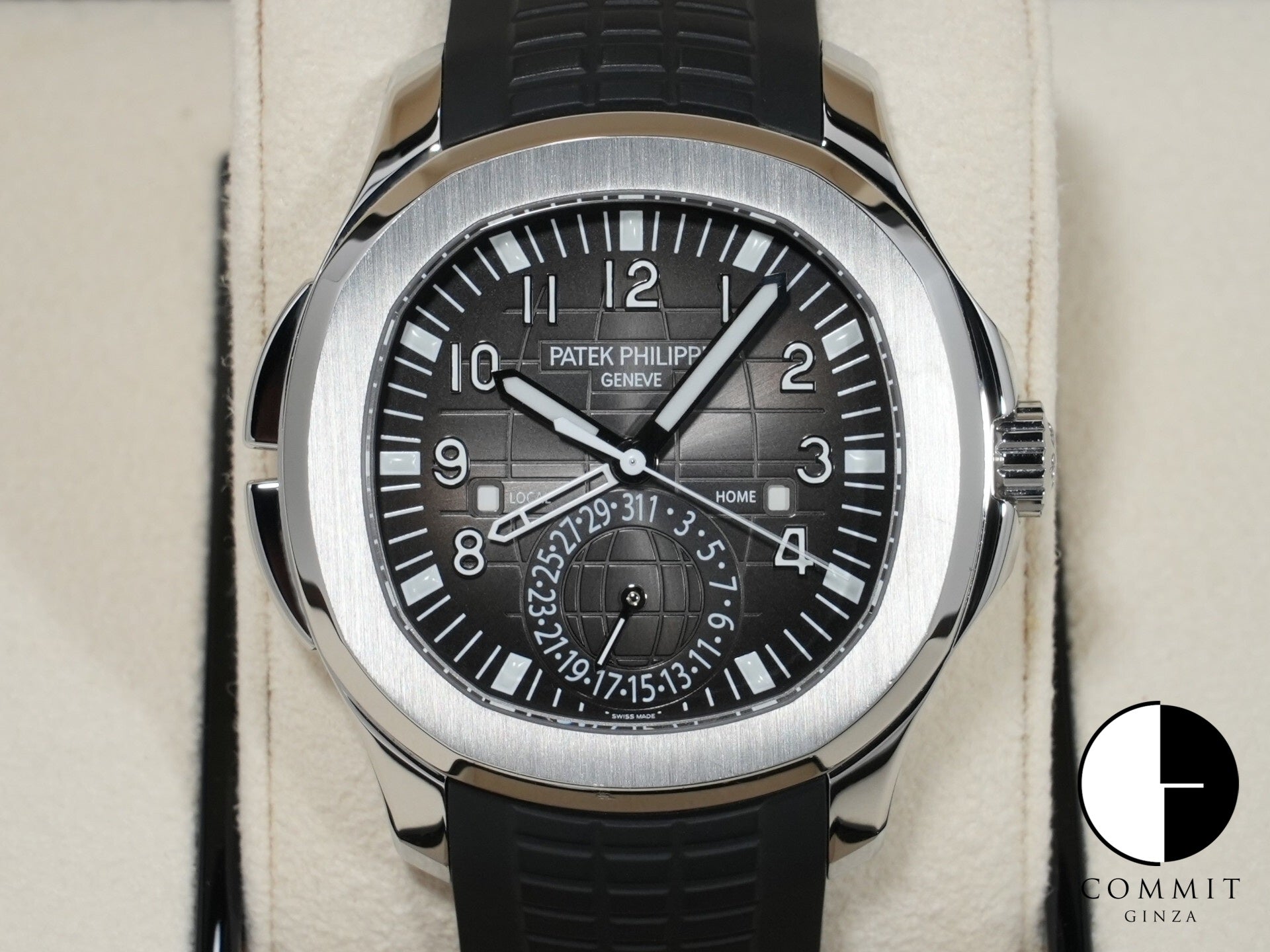 パテックフィリップ アクアノート トラベルタイム Ref.5164A-001 ステンレススチール ブラック文字盤 中古 gfiuodyr