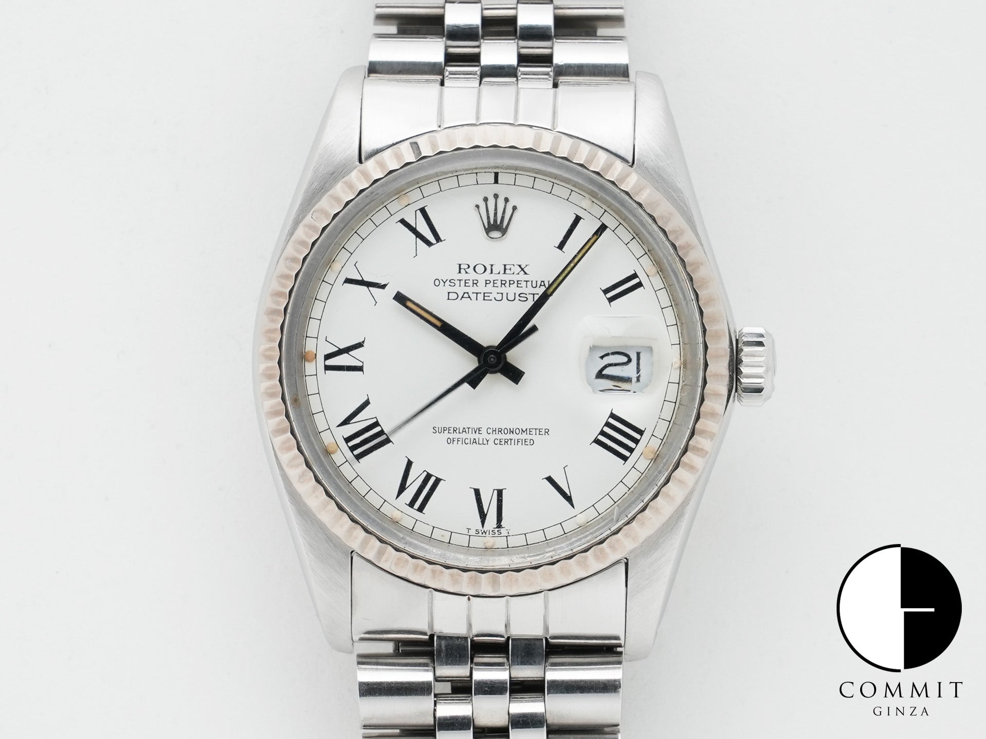 ロレックス デイトジャスト Ref.16014 ステンレススチール/ホワイトゴールド ホワイトバックリー文字盤 中古 qugwwsim