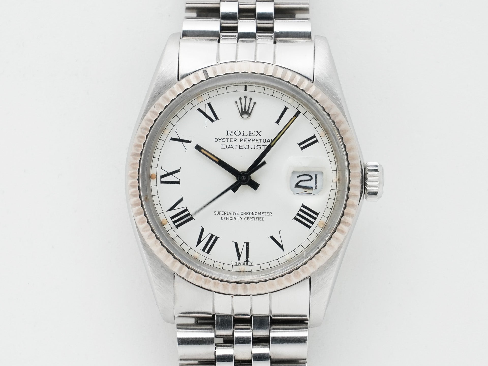 ロレックス デイトジャスト Ref.16014 ステンレススチール/ホワイトゴールド ホワイトバックリー文字盤 中古 qugwwsim