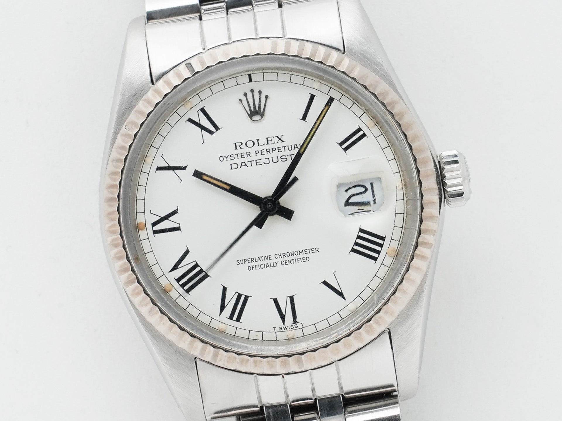 ロレックス デイトジャスト Ref.16014 ステンレススチール/ホワイトゴールド ホワイトバックリー文字盤 中古 qugwwsim