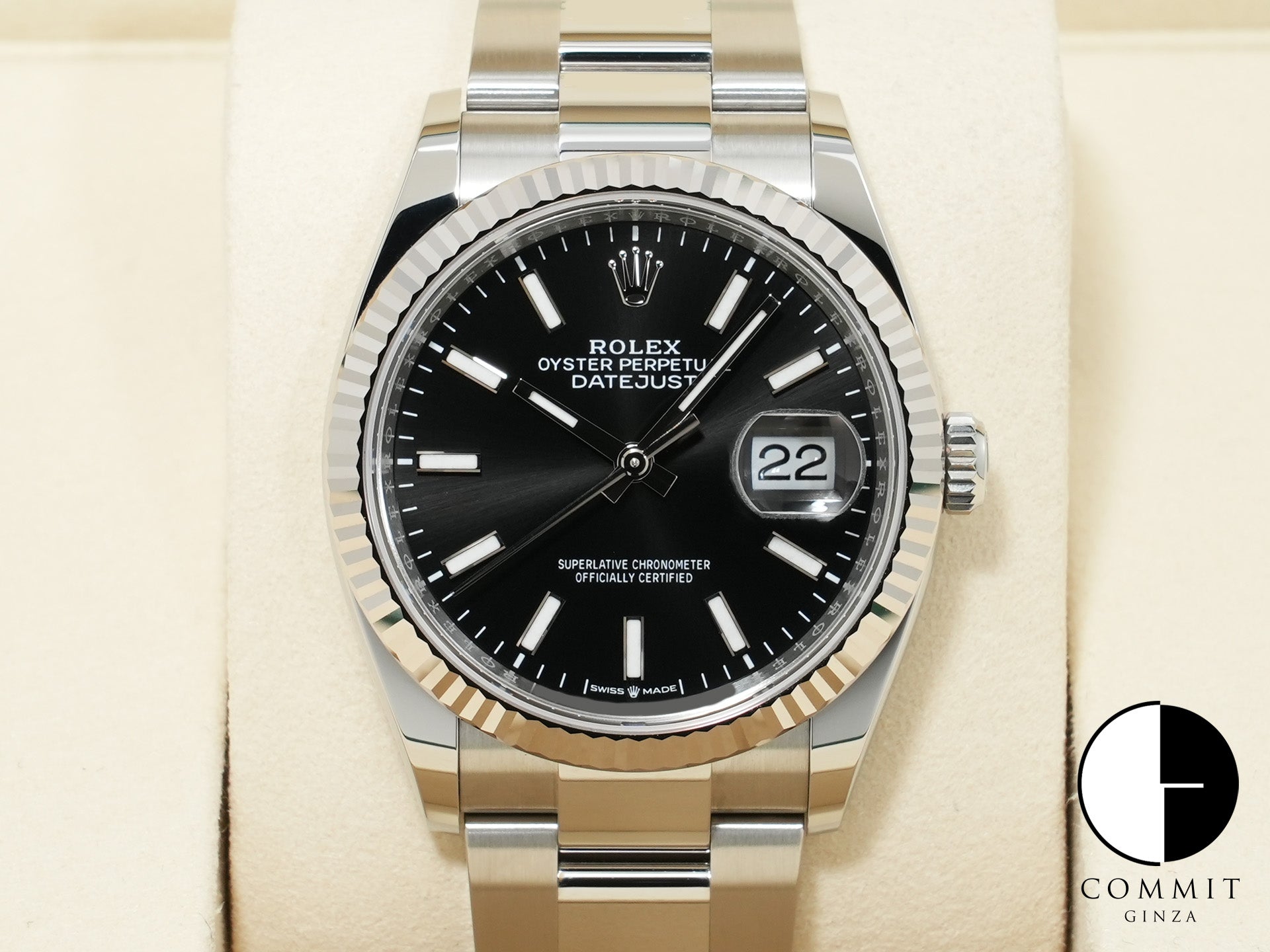 ロレックス デイトジャスト36 Ref.126234 ステンレススチール/ホワイトゴールド ブラック文字盤 オイスターブレスレット 極美品 oa8b8jg6