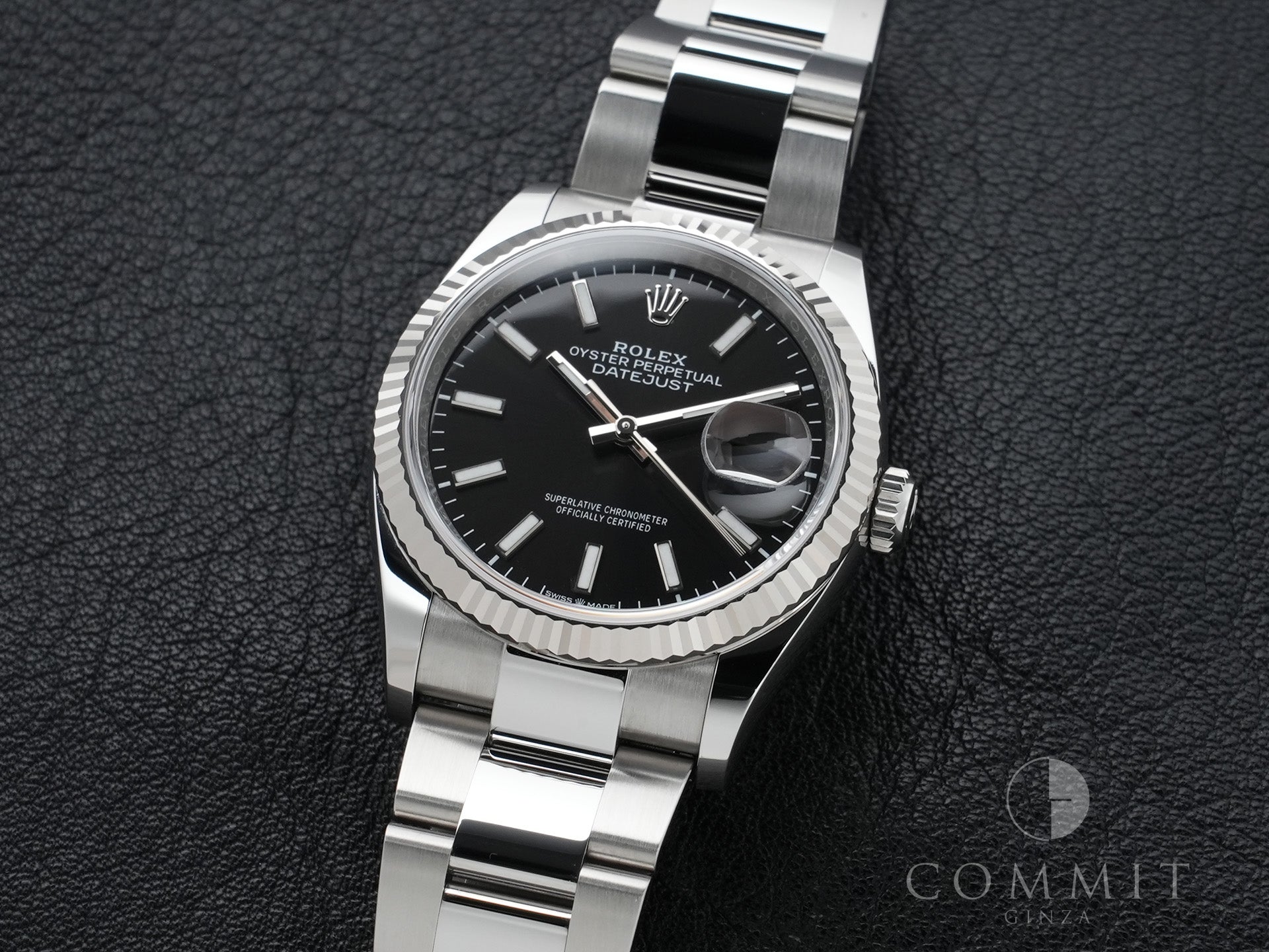 ロレックス デイトジャスト36 Ref.126234 ステンレススチール/ホワイトゴールド ブラック文字盤 オイスターブレスレット 極美品 oa8b8jg6