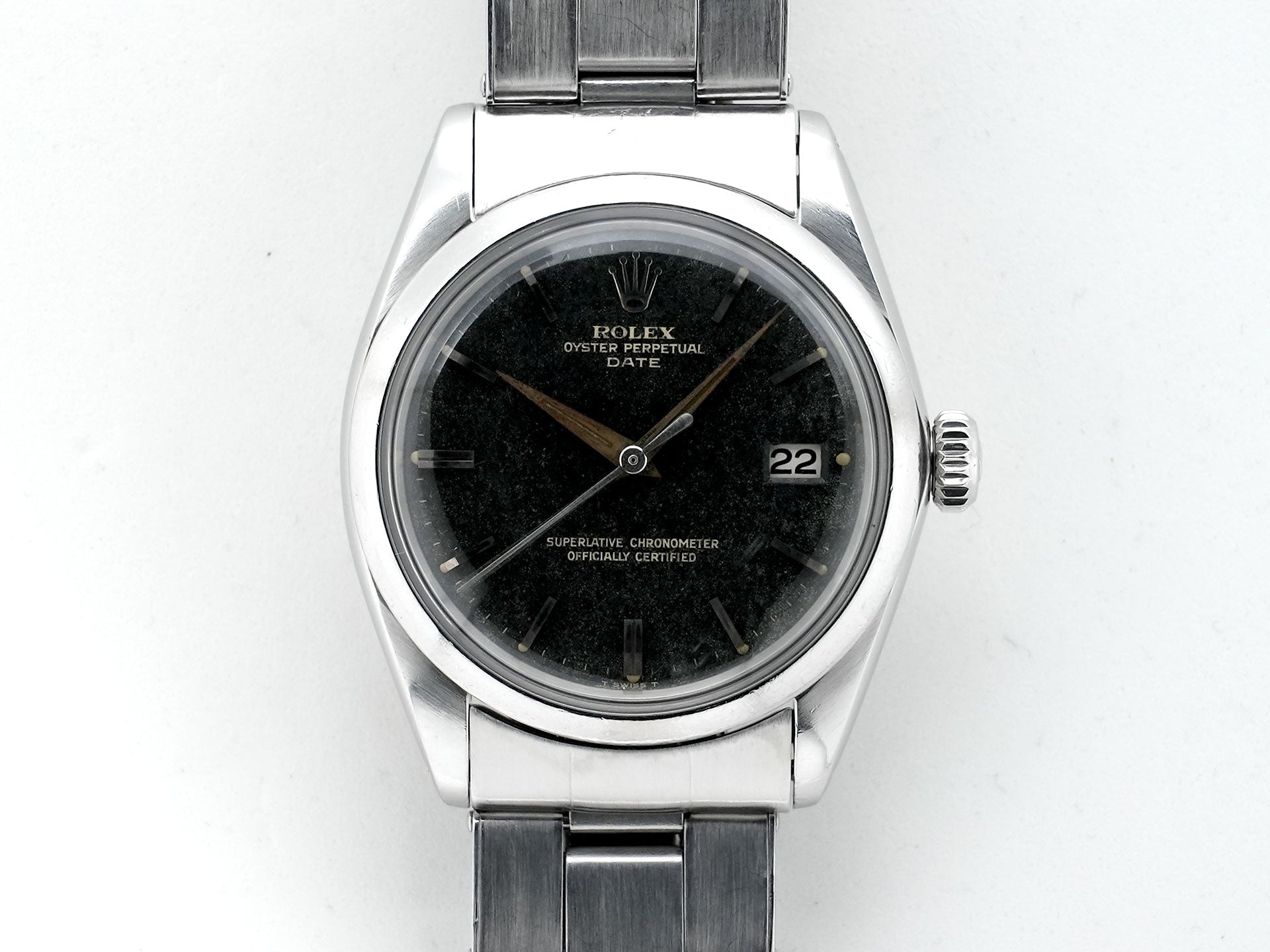 ロレックス オイスターパーペチュアル デイト Ref.1500 ステンレススチール トロピカルミラー文字盤 中古 xtpg9ca9