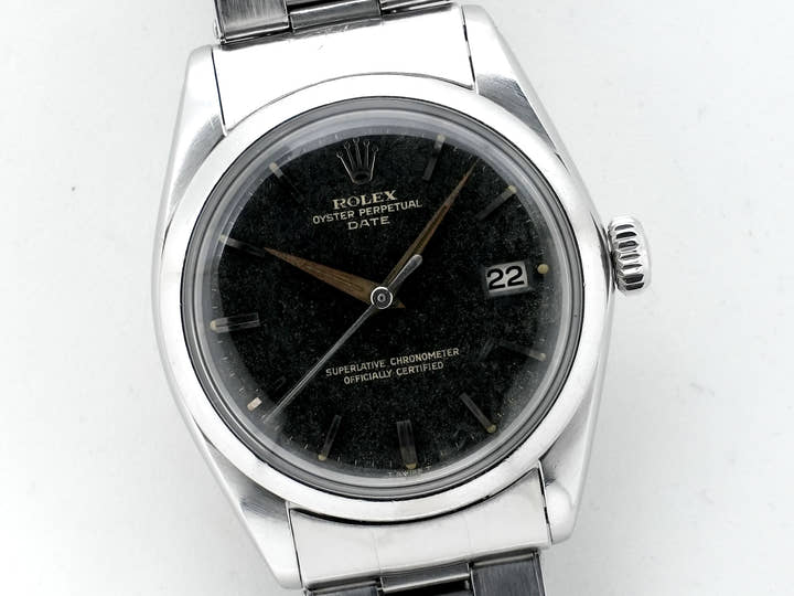 ロレックス オイスターパーペチュアル デイト Ref.1500 ステンレススチール トロピカルミラー文字盤 中古 xtpg9ca9