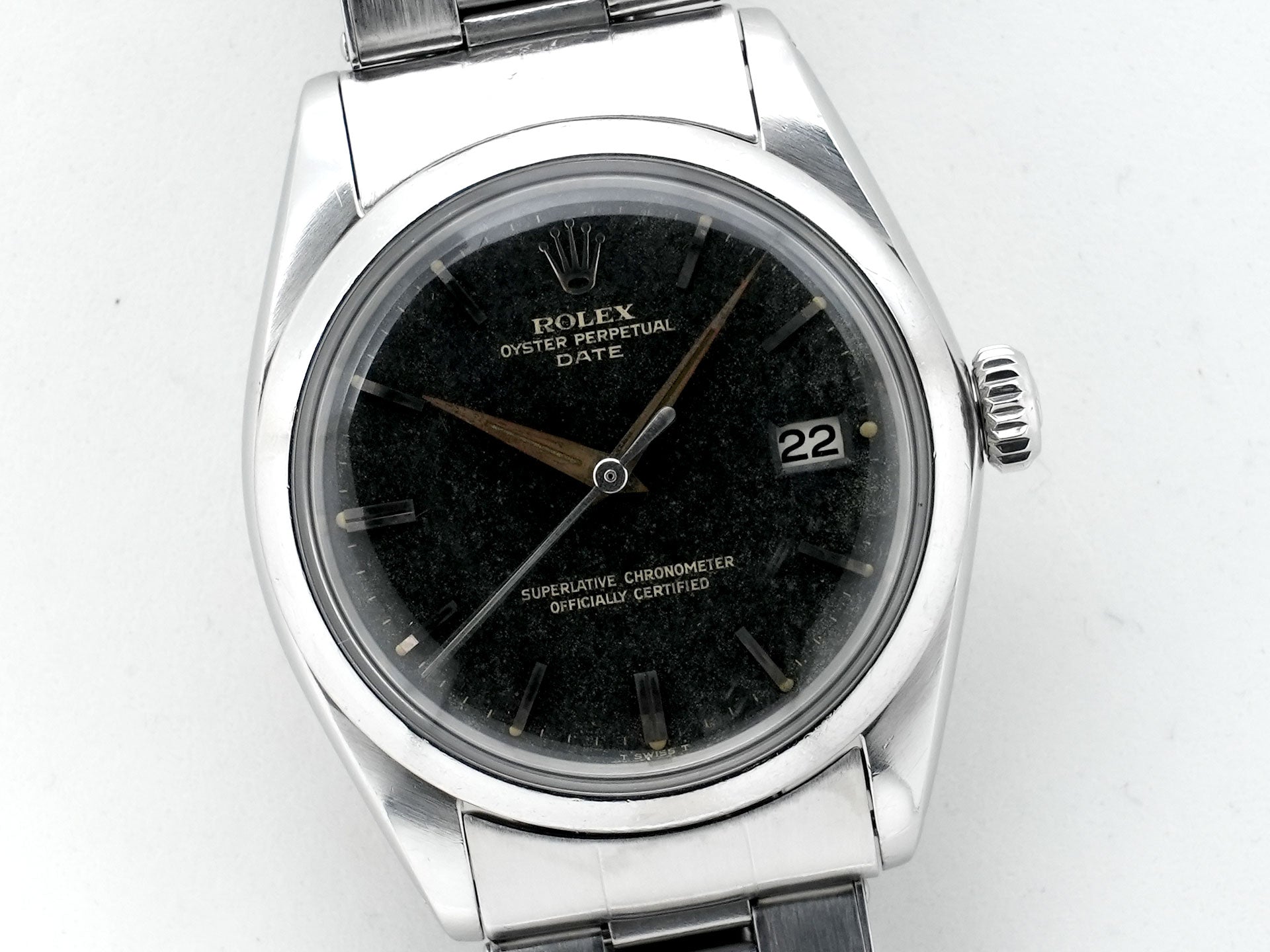 ロレックス オイスターパーペチュアル デイト Ref.1500 ステンレススチール トロピカルミラー文字盤 中古 xtpg9ca9