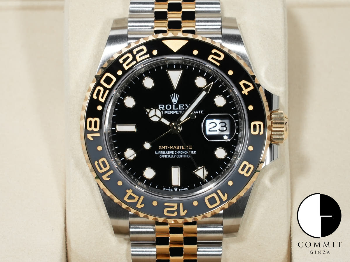 ロレックス GMTマスターII Ref.126713GRNR ステンレススチール/イエローゴールド ブラック文字盤 ジュビリーブレスレット 未使用 3e8xmcro