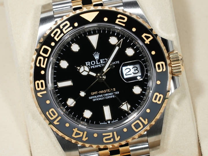 ロレックス GMTマスターII Ref.126713GRNR ステンレススチール/イエローゴールド ブラック文字盤 ジュビリーブレスレット 未使用 3e8xmcro