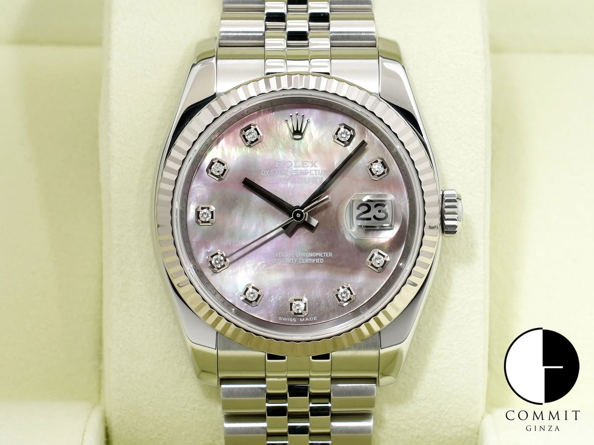 ロレックス デイトジャスト36 Ref.116234NG ステンレススチール/ホワイトゴールド ブラックシェル文字盤 ジュビリーブレスレット 美中古 f88smgd4